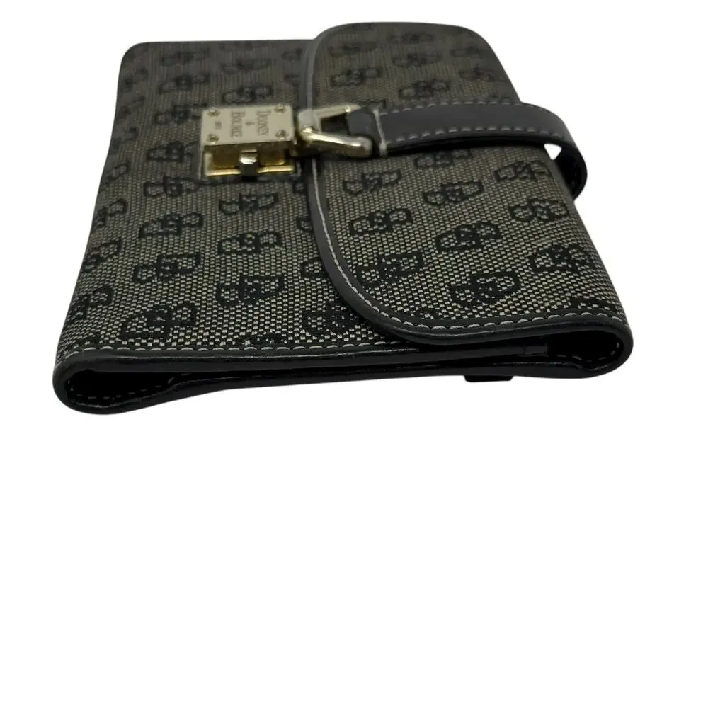 Vintage Dooney & Bourke Black DB Monogram Logo Lock Wallet‎ Organizer Clutch